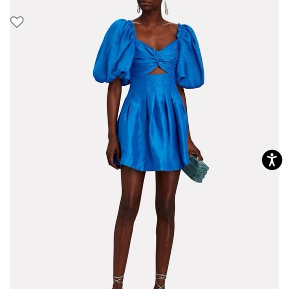 Aje Electric Blue Puff-Sleeve Mini Dress